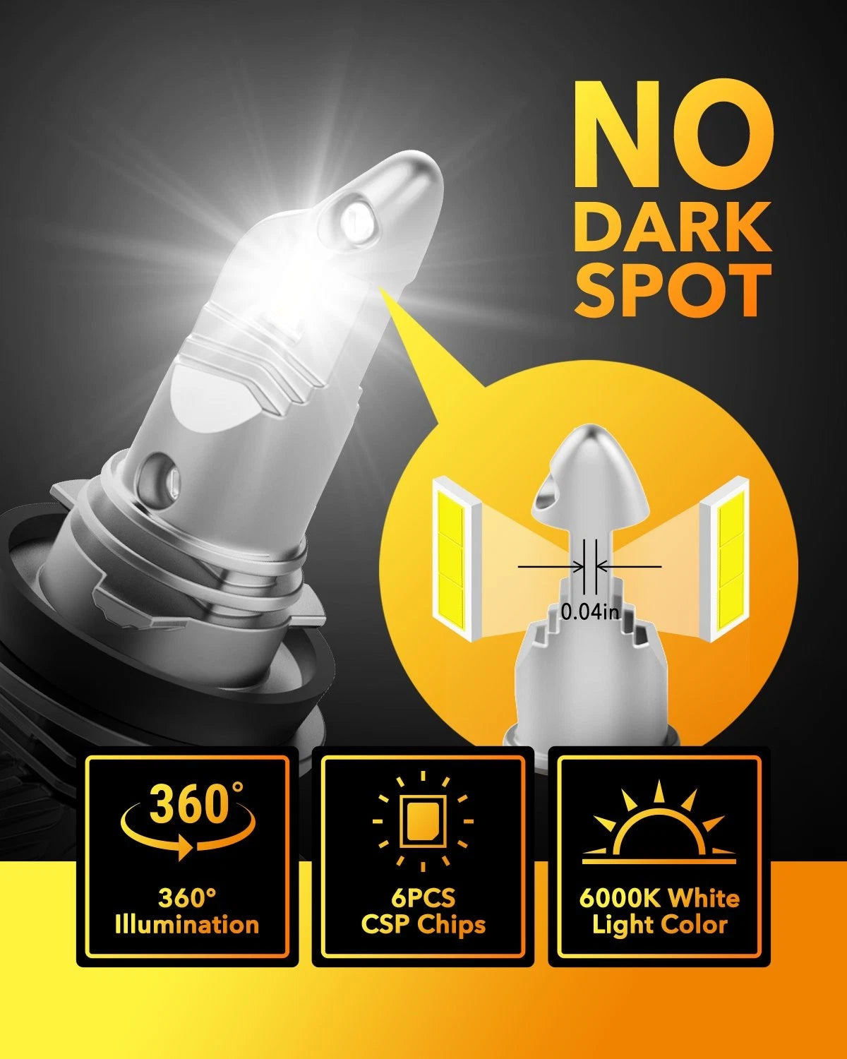 OXILAM H11 H9 LED Headlight Bulbs Low Beam Super Bright 6000K White Fanless OXILAM