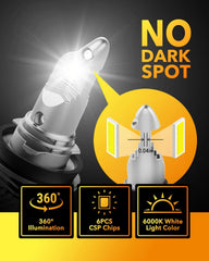 OXILAM H11 H9 LED Headlight Bulbs Low Beam Super Bright 6000K White Fanless OXILAM