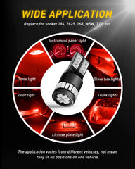 2X Red CANBUS T10 168 194 192 921 24H LED Dome Map Side Wedge Light Bulb USEOA 6B93BC-57