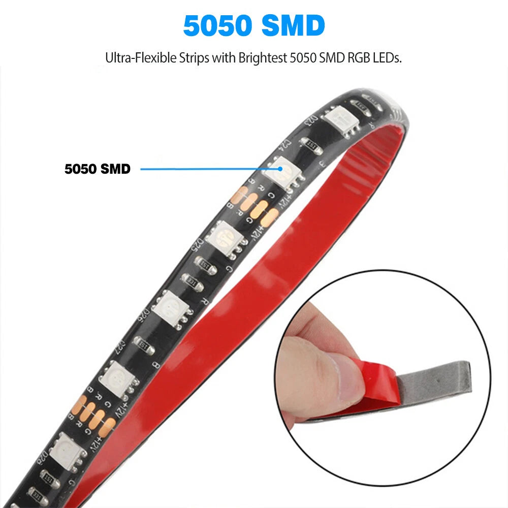 12Pcs Motorcycle RGB LED Under Waterproof Glow Lights Strip Neon Kit Remote USA 6B93BC-57