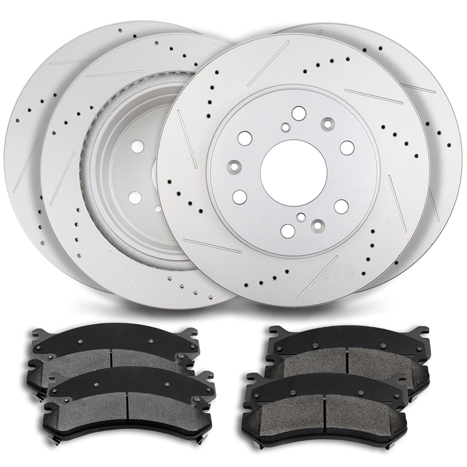 For Chevrolet Cadillac GMC Sierra 1500 Yukon Front + Rear Brake Pads Disc Rotors 6B93BC-57
