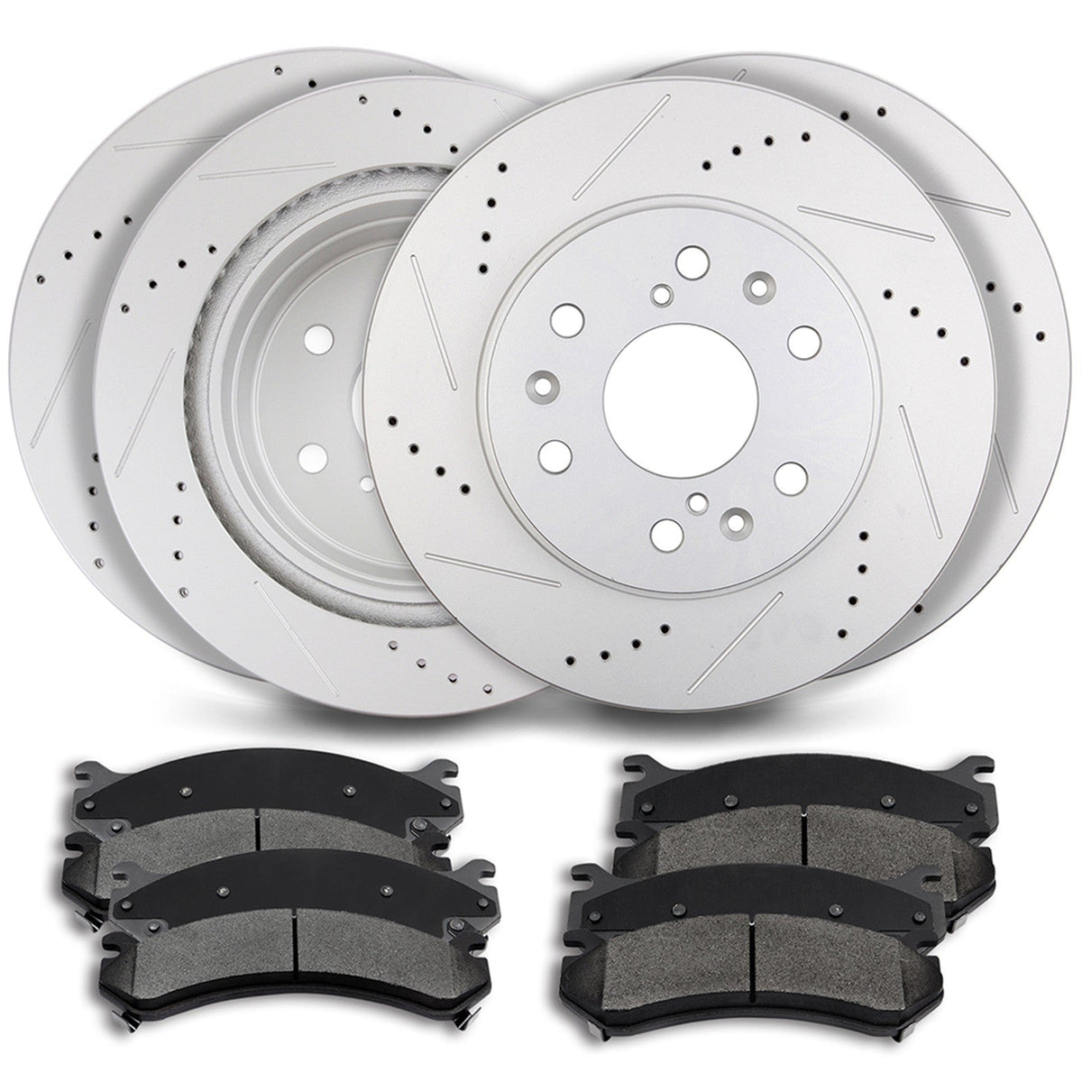 For Chevrolet Cadillac GMC Sierra 1500 Yukon Front + Rear Brake Pads Disc Rotors 6B93BC-57
