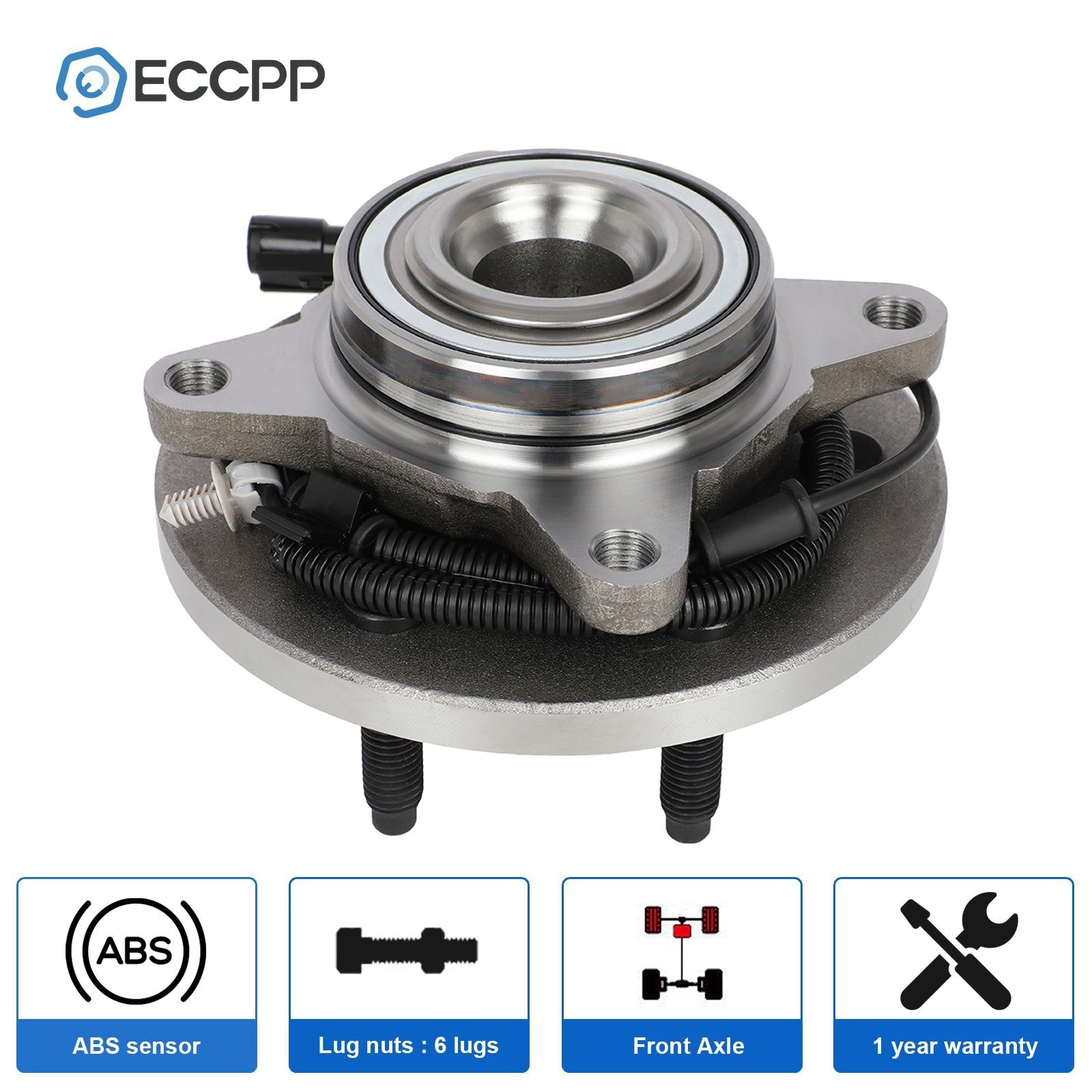 1Pc Wheel Hub Bearing Assembly Front For 2009 2010 Ford F-150 6 Lug RWD Only 6B93BC-57