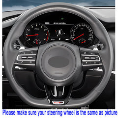Steering Wheel Wrap For Kia Stinger 2018-2022 Black Perforated Leather Cover
