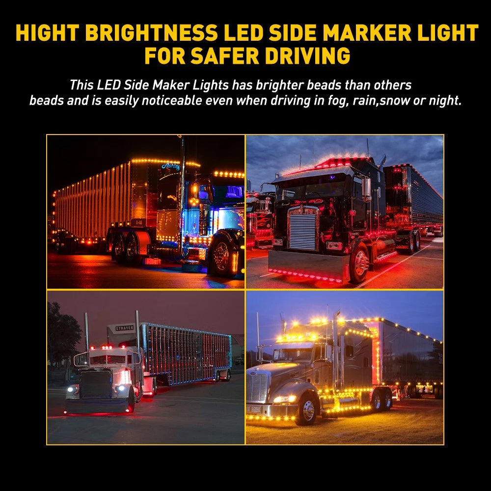 20pcs 3/4" Round Amber Red LED Signal Trailer Clearance Side Marker Lights12V EA 6B93BC-57