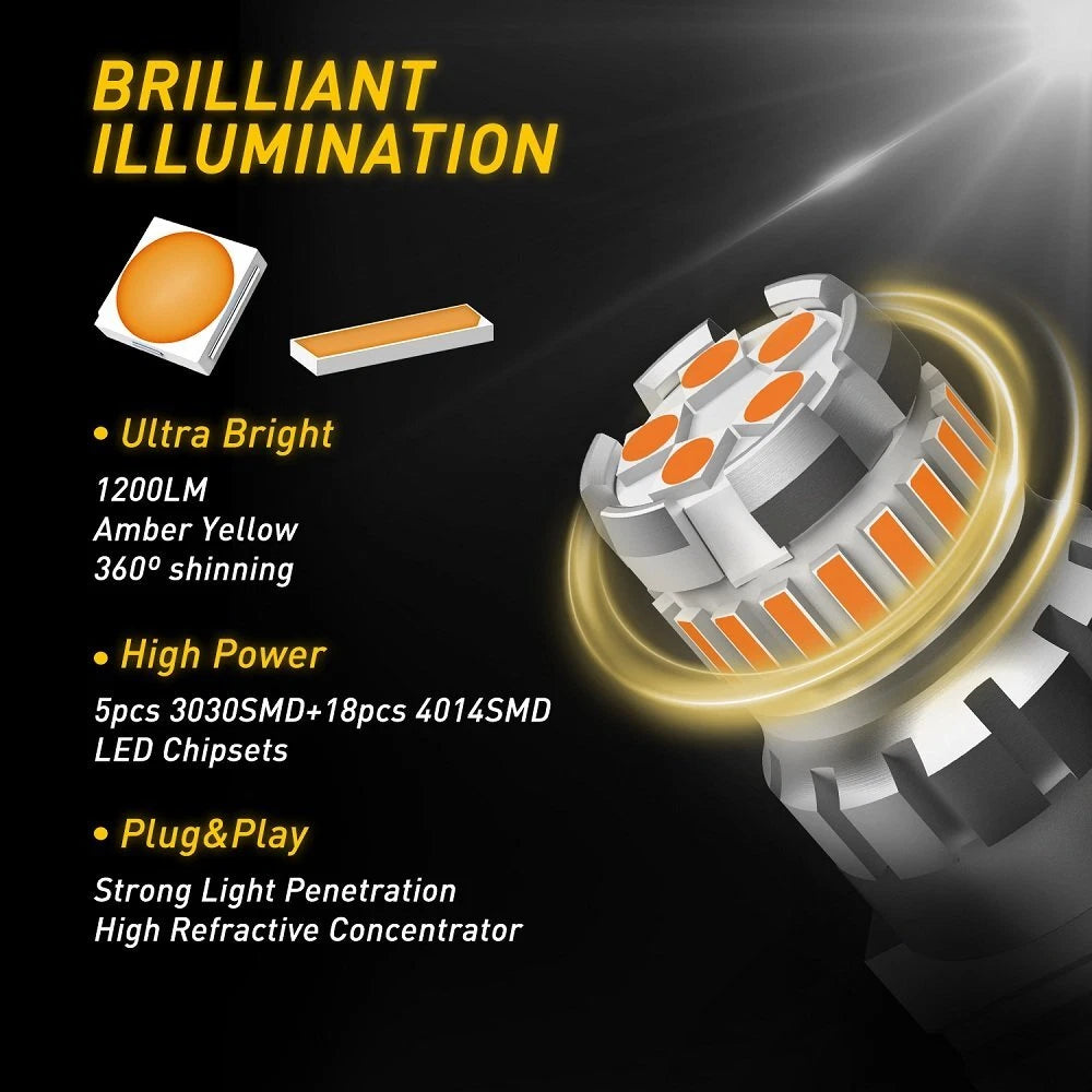 AUXITO 3157 3156 Amber LED Turn Signal Parking Light Bulbs Error Free 2F EOA AUXITO