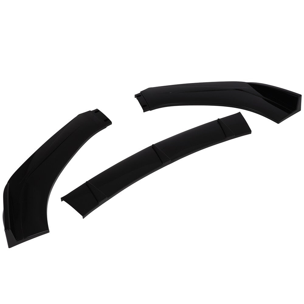 3PC Universal Valance Front Bumper Lip Splitter Chin Spoiler Painted Black PP 6B93BC-57