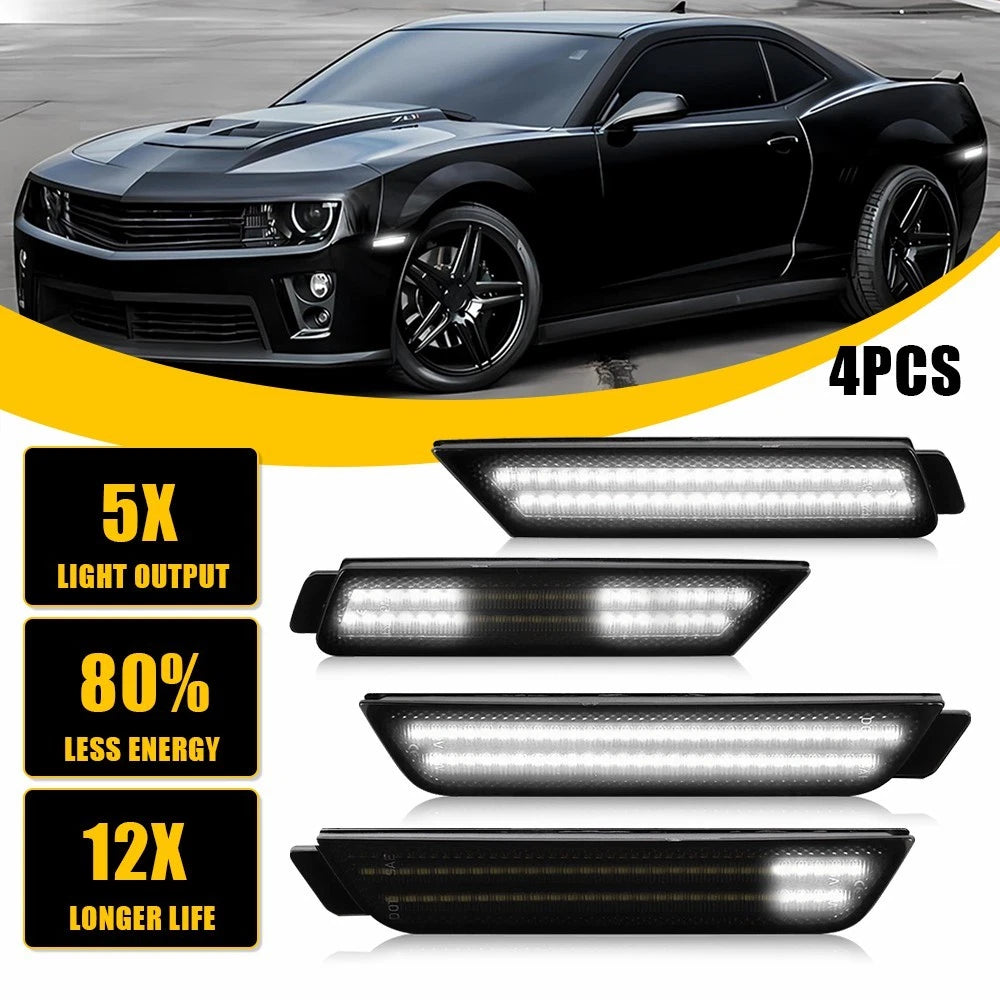 4X For 2010-2015 Chevy Camaro Front Rear Dynamic LED Side Marker Lights Lamps EA 6B93BC-57