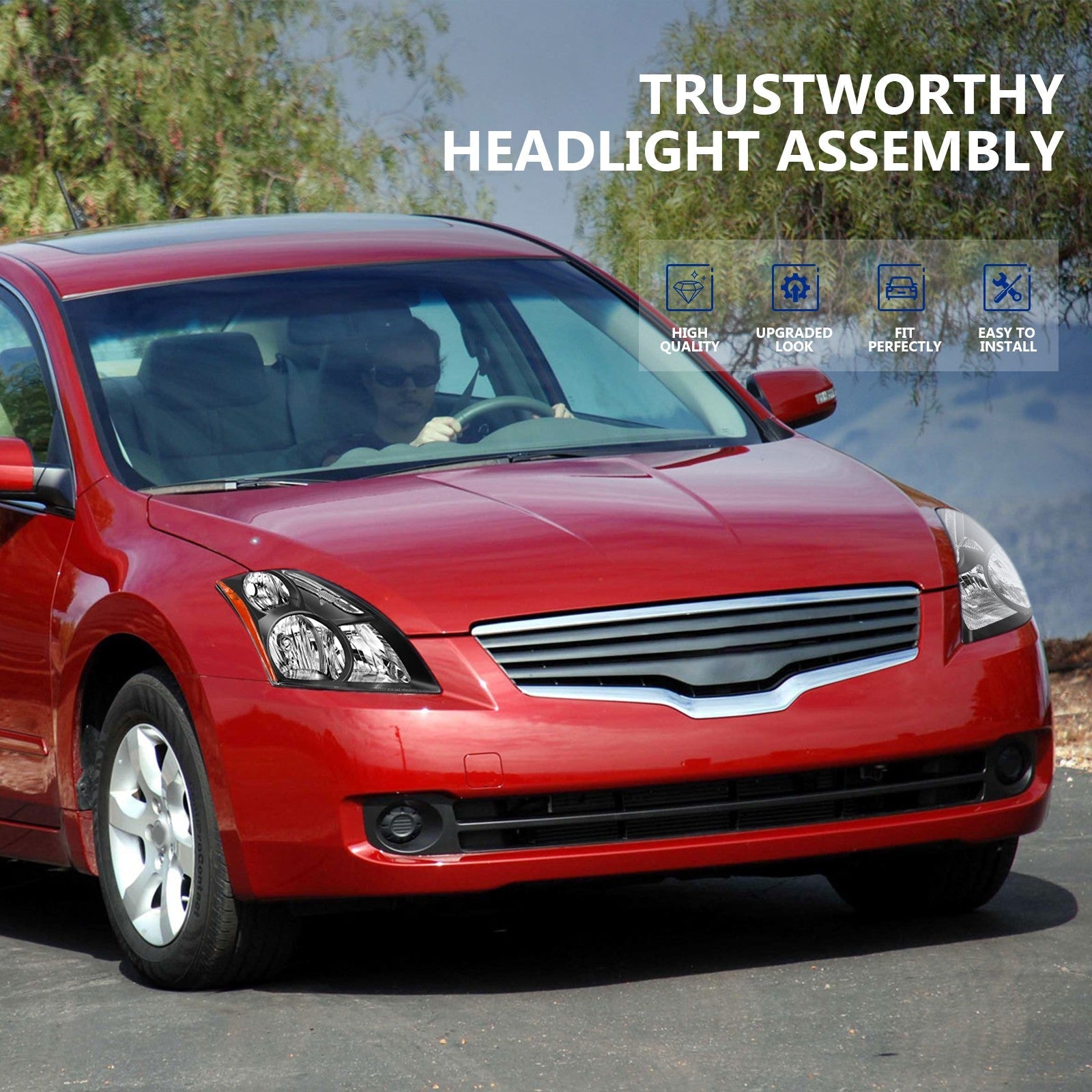 For Nissan Altima Sedan 2010-2012 Replacement Headlights Assembly One Pair Lamp 6B93BC-57