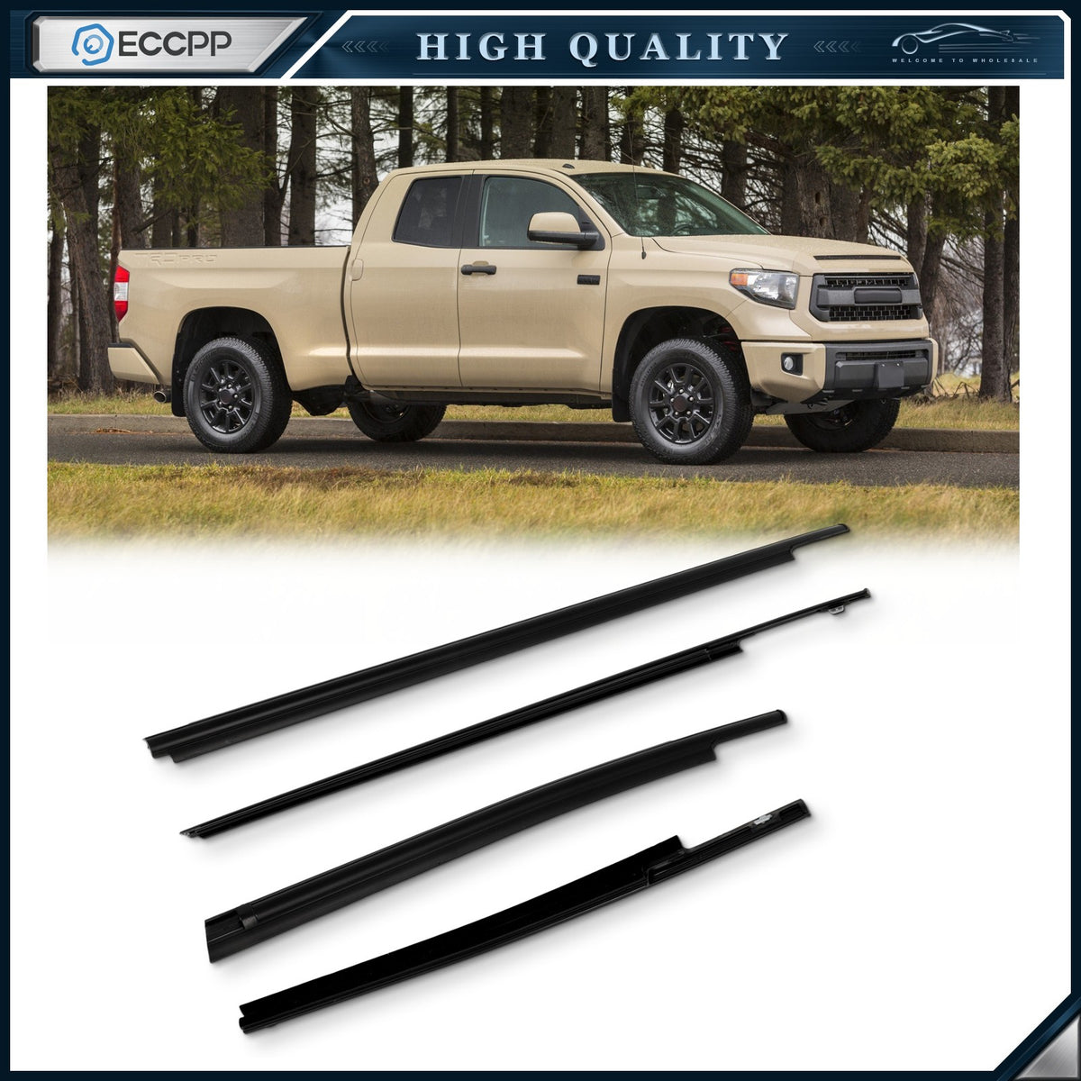 For 2007-2020 Toyota Tundra Double Cab Door Window Seal Belt Molding