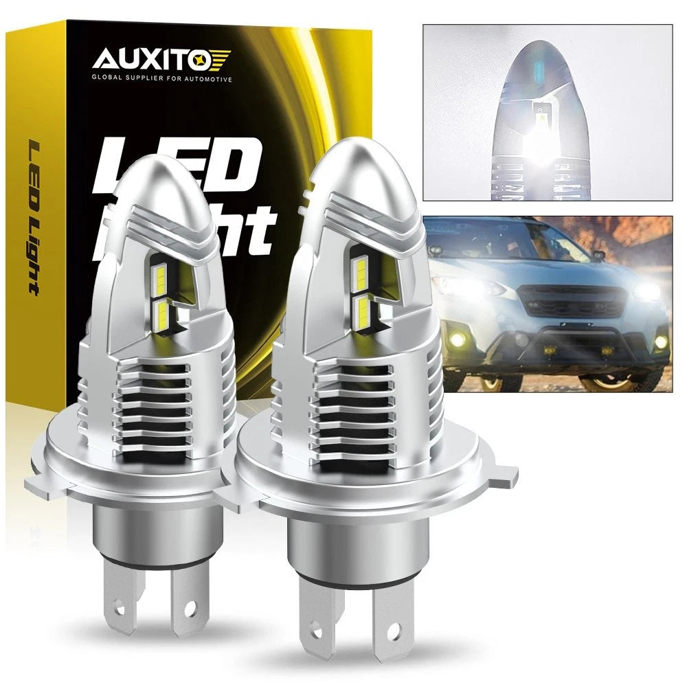 4X AUXITO LED Headlight Bulb H4 9003 HB2 Combo High Low Super White CANBUS Q10 A AUXITO