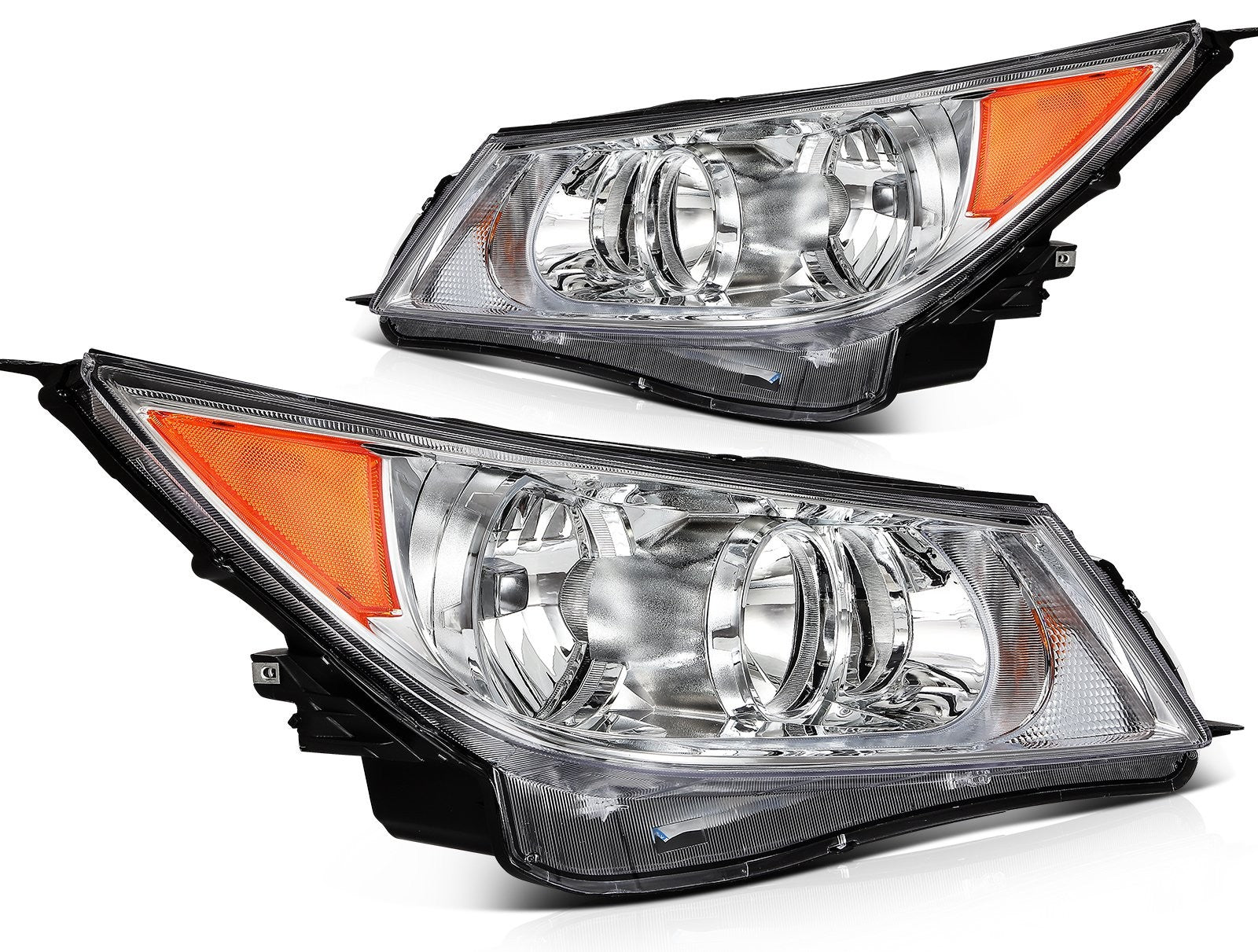 Pair Kit Headlights Assembly For 2012-2013 Buick LaCrosse 2.4L 3.6L Chrome Amber 6B93BC-57