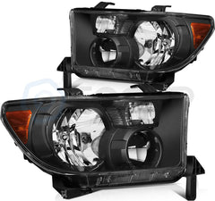 Pair Set Black Headlights For 2007-2013 Toyota Tundra 2008-2017 Toyota Sequoia 6B93BC-57