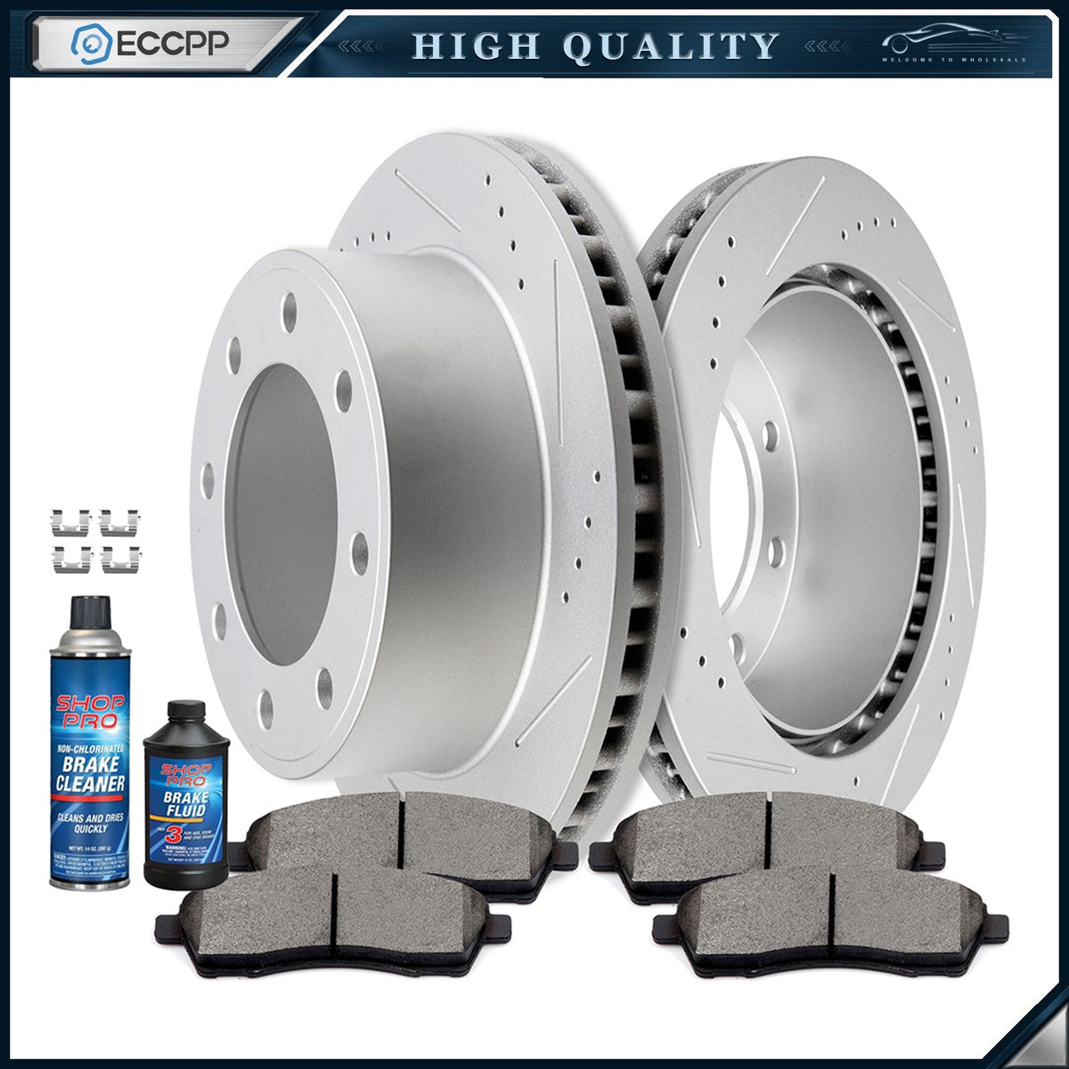 Rear Ceramic Brake Pads And Rotors Set For 1999 2003 2004 FORD F 250 SUPER DUTY 6B93BC-57