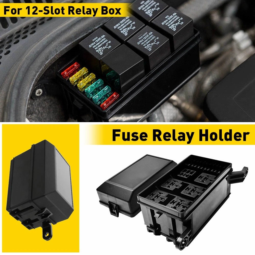 Universal Automotive Fuse Relay Holder 12-Slot Relay Box 6Relays 6 ATC/ATO Fuses 6B93BC-57