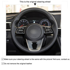 3D Carbon Fiber&Leather Steering Wheel Hand-stitch on Wrap Cover For Kia Forte