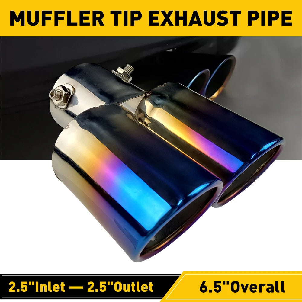 Car Muffler Tip Dual Exhaust Pipe Tail Burnt Titanium Stainless Steel EOA 6B93BC-57