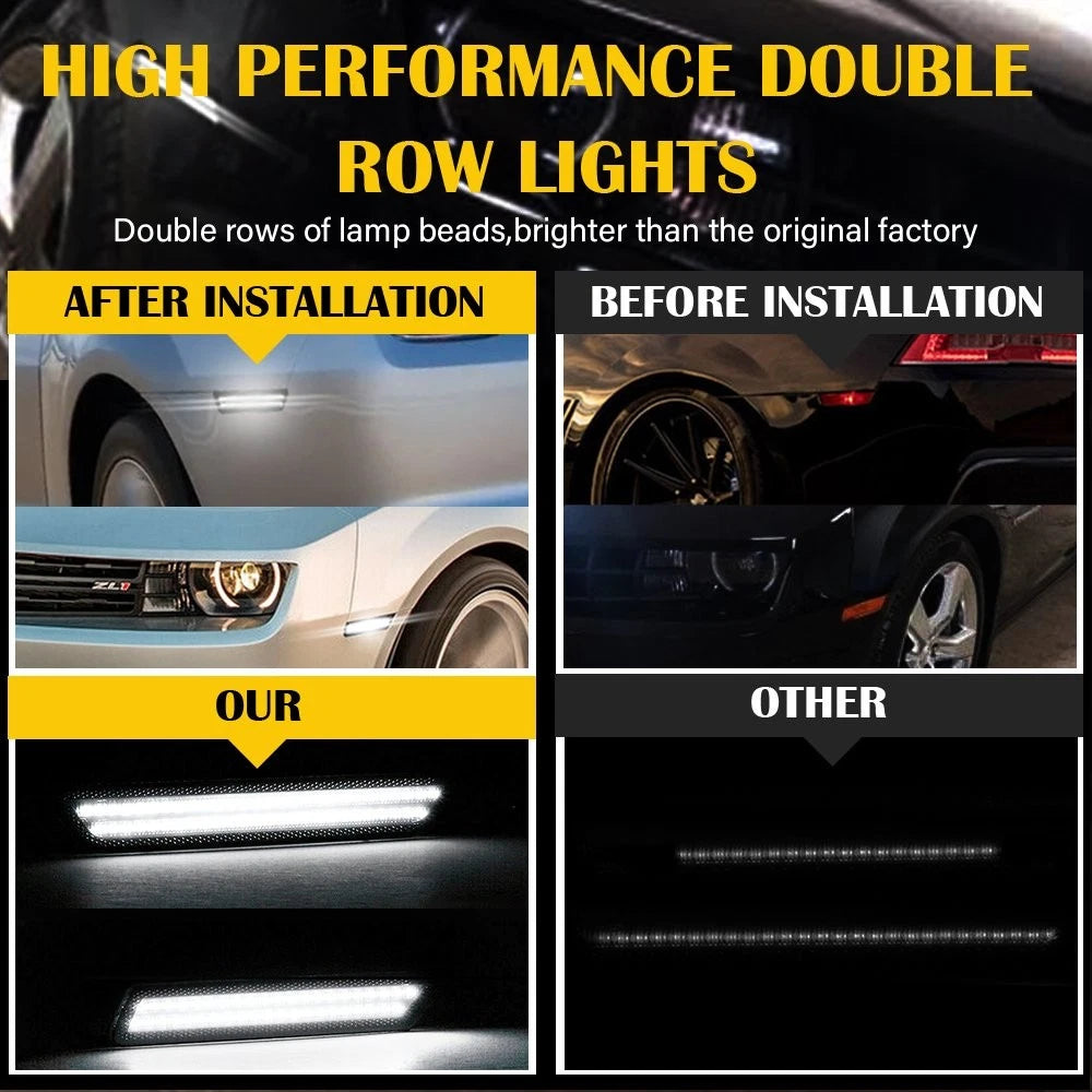 For 2010-2015 Chevy Camaro Smoked Reflector White LED Side Marker Lights 4pcs 6B93BC-57