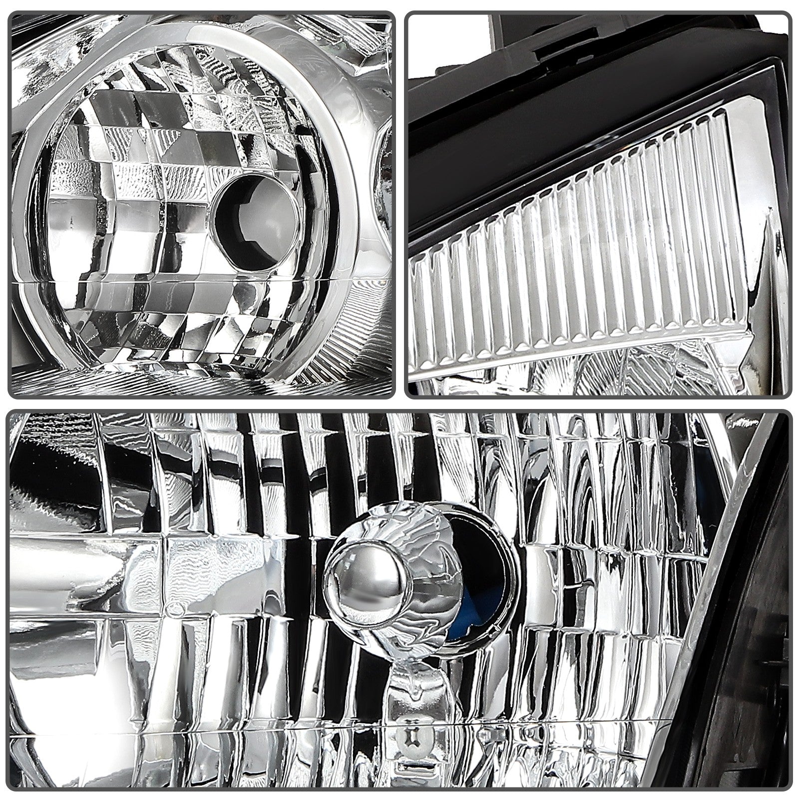 Headlights Assembly Pair For 2007-2005 Ford Focus Chrome Housing Left+Right 6B93BC-57