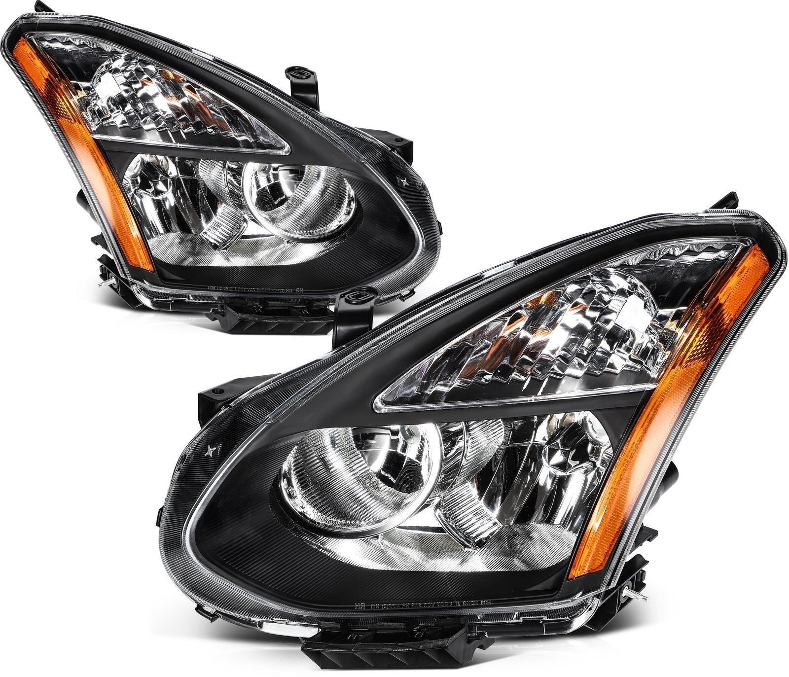 Headlights Assembly Left+Right For Nissan Rogue 2013-2008 Black Housing w/Amber KOEEP