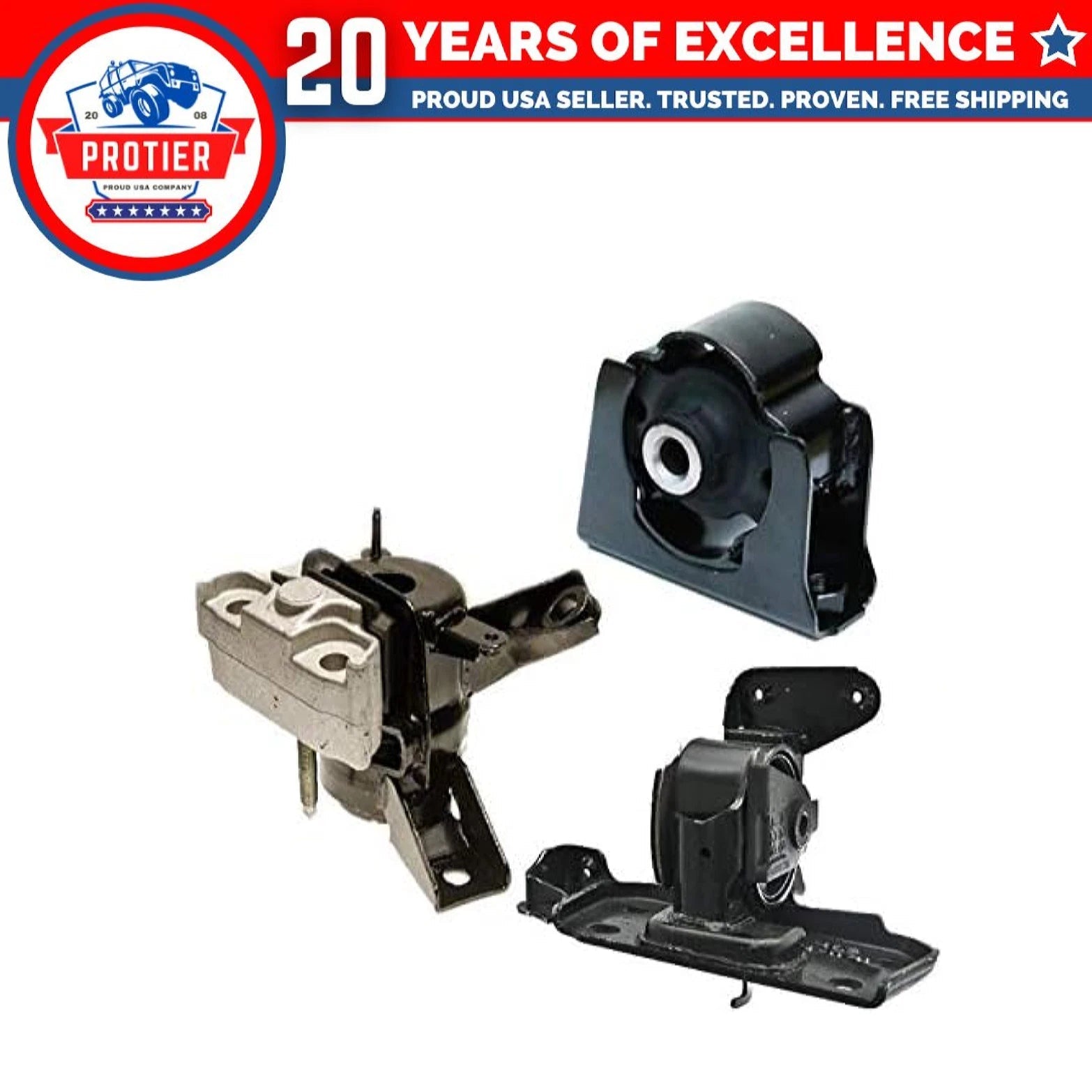 Fits 2006-2008 Toyota RAV4 2.4L Front & Front RT Motor & Trans Mount Set 3PCS : 6B93BC-57