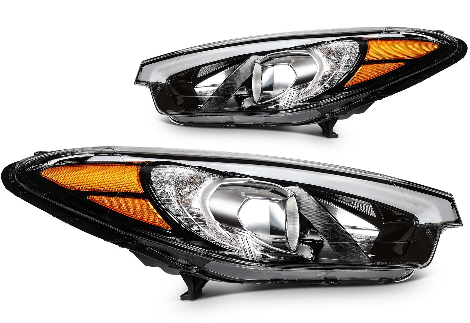 Pair Kit LED Black Headlights Assembly For 2014-2016 Kia Forte Black Amber KOEEP