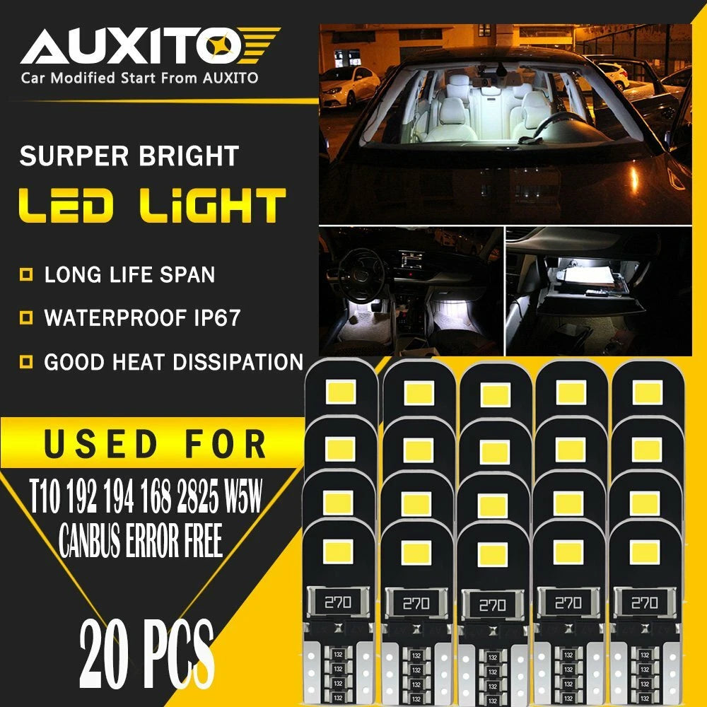 20X Error Free T10 W5W 194 168 2825 LED Interior Wedge Plate Light Bulb EOA 6B93BC-57