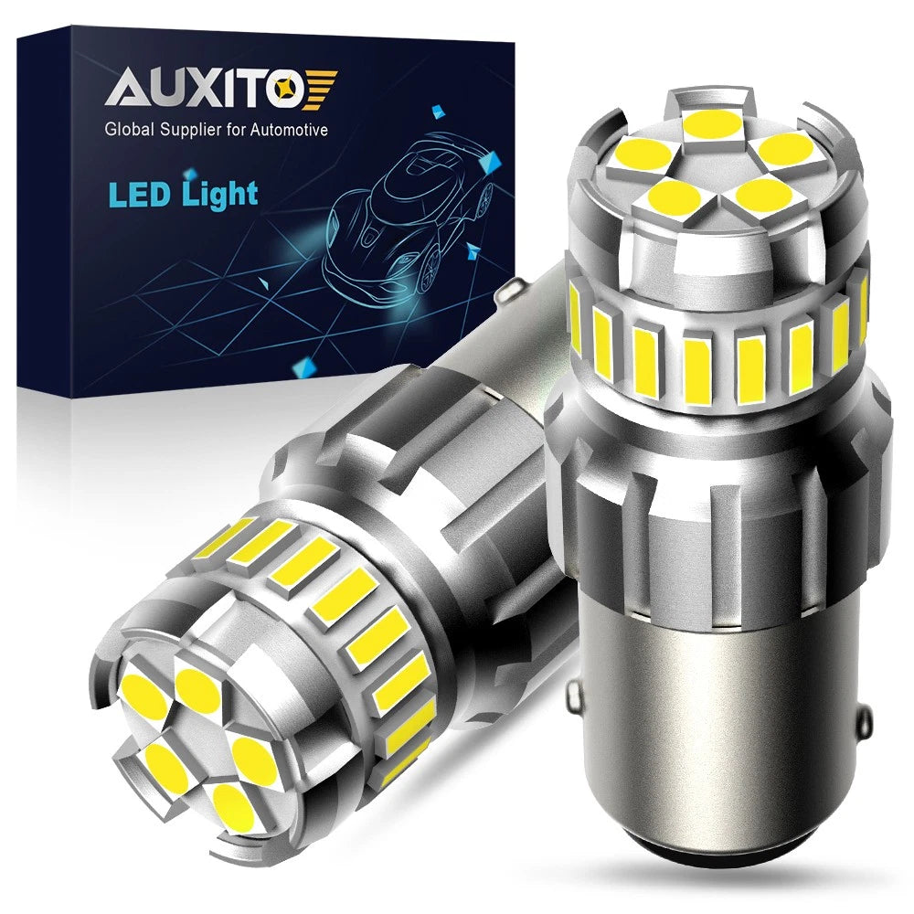 AUXITO 1156 LED Tail Brake Stop Reverse Parking Turn Signal DRL Light Bulb White AUXITO
