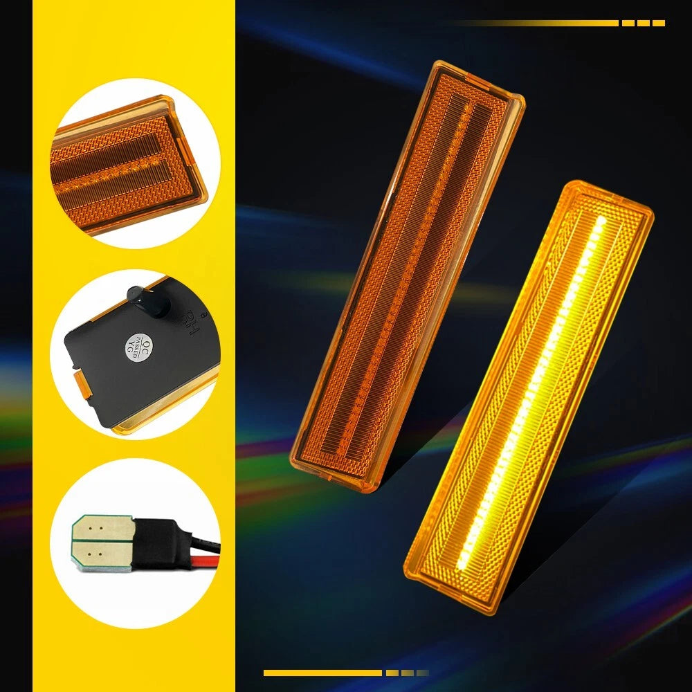 For 1980-86 Ford BRONCO F150 F250 F350 Front Side Amber Fender LED Marker Lights 6B93BC-57
