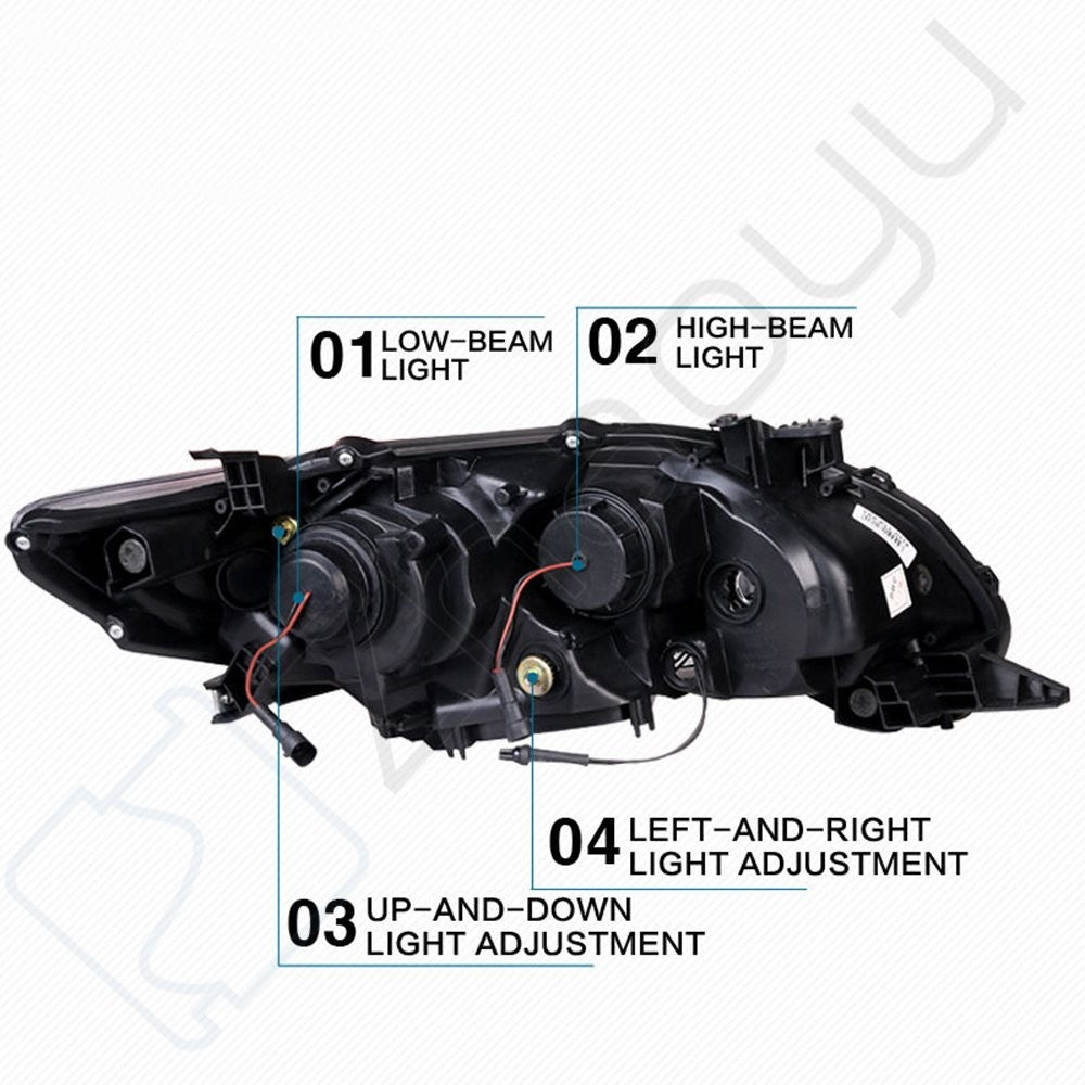 Pair LED Headlights Assembly For 2011-2013 Toyota For Corolla 1.8L 2.4L Black 6B93BC-57