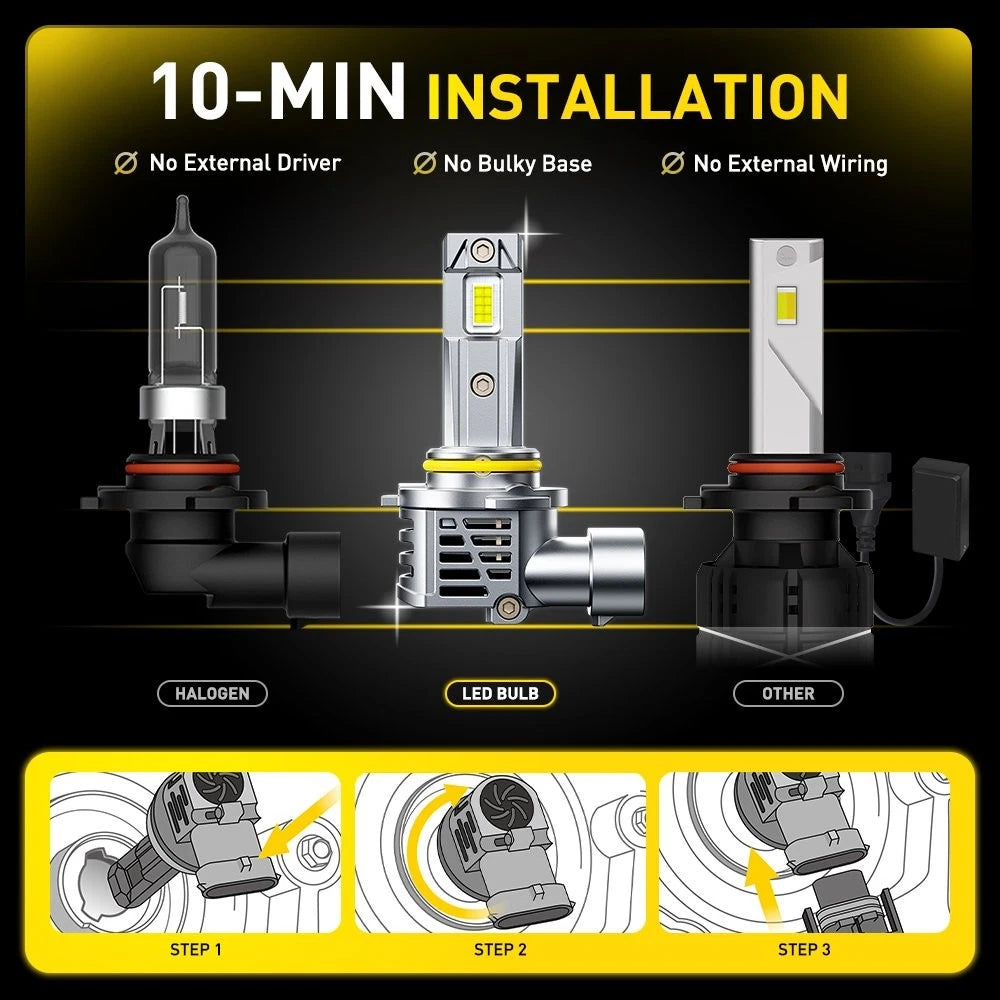 AUXITO Combo 4 9005 9006 LED Headlight Kit Bulbs High Low Beam White 60000LM M6S AUXITO