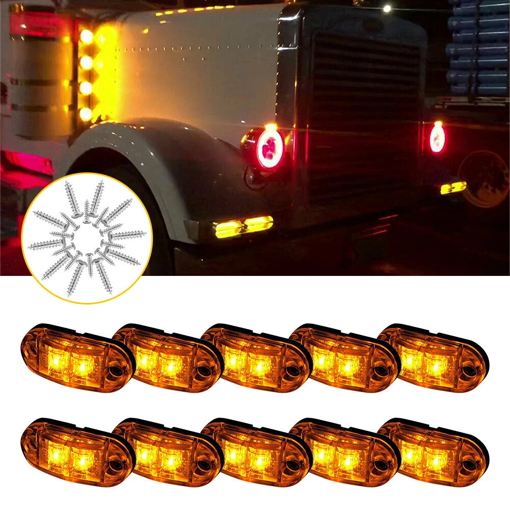 10pcs Amber LED 2.5" Truck Car Trailer RV Side Marker Clearance Lights Lamps EOA 6B93BC-57