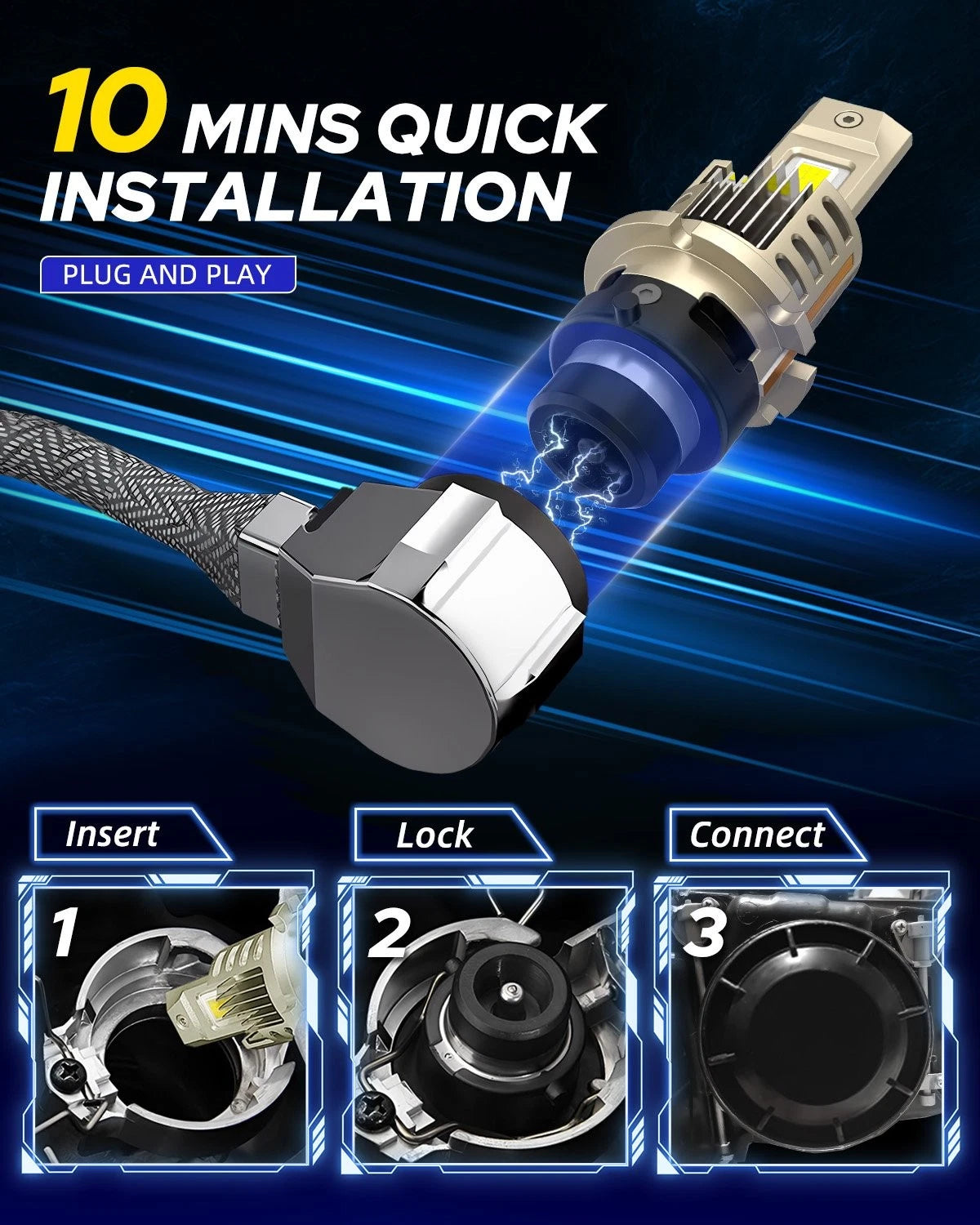 AUTOONE D2S D2R LED Headlight Hi Low Beam Bulb Conversion Kit Super White EOA AUTOONE