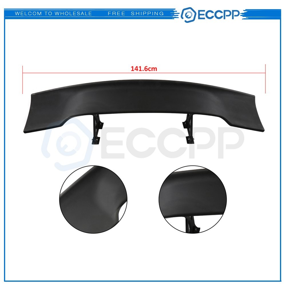 Universal 57" GT JDM Spoiler Wing Unpainted Black ABS Aluminum Leg Stem 6B93BC-57