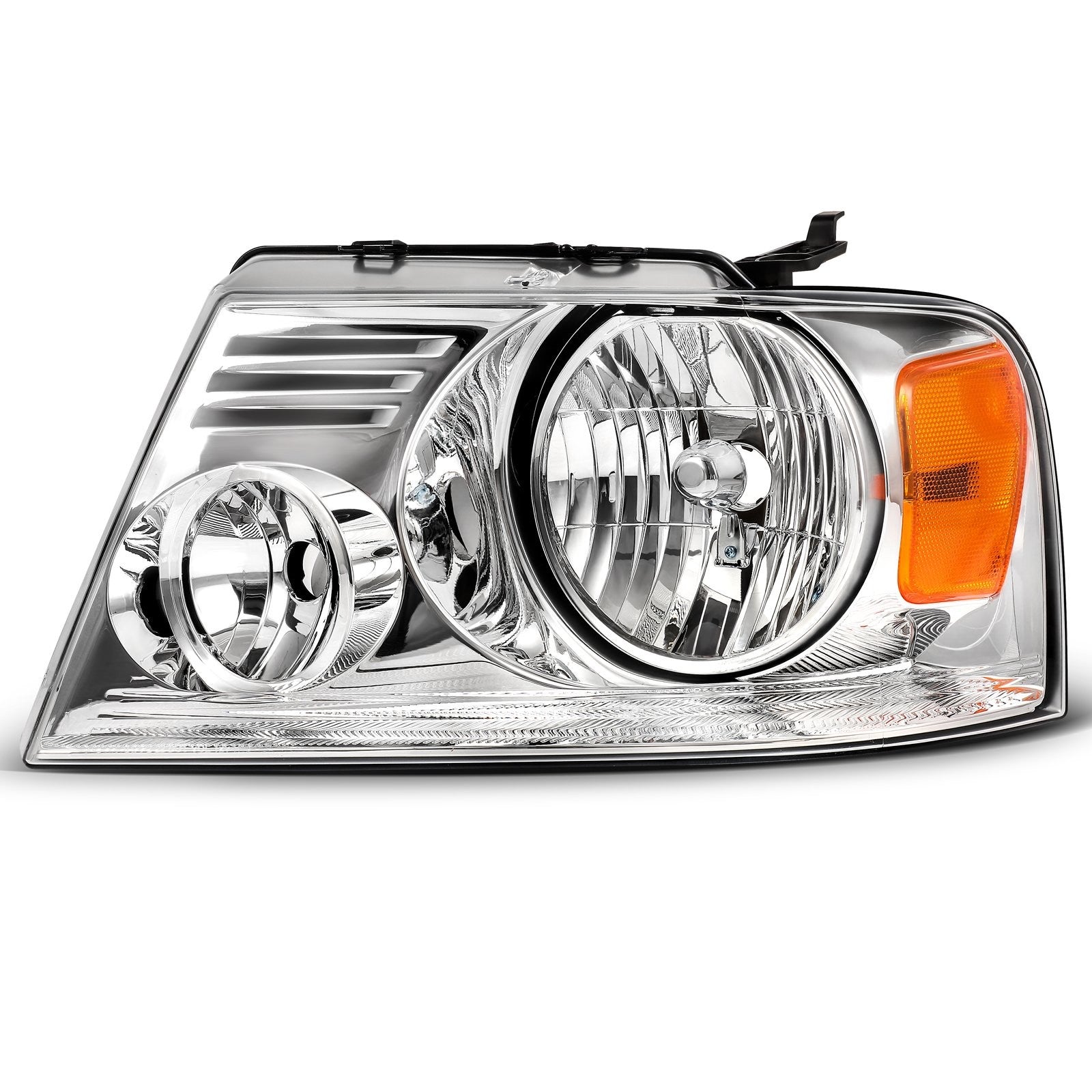 Pair Kit Halogon Headlights Assembly For 2004-2008 Ford F-150 Chrome Amber 6B93BC-57