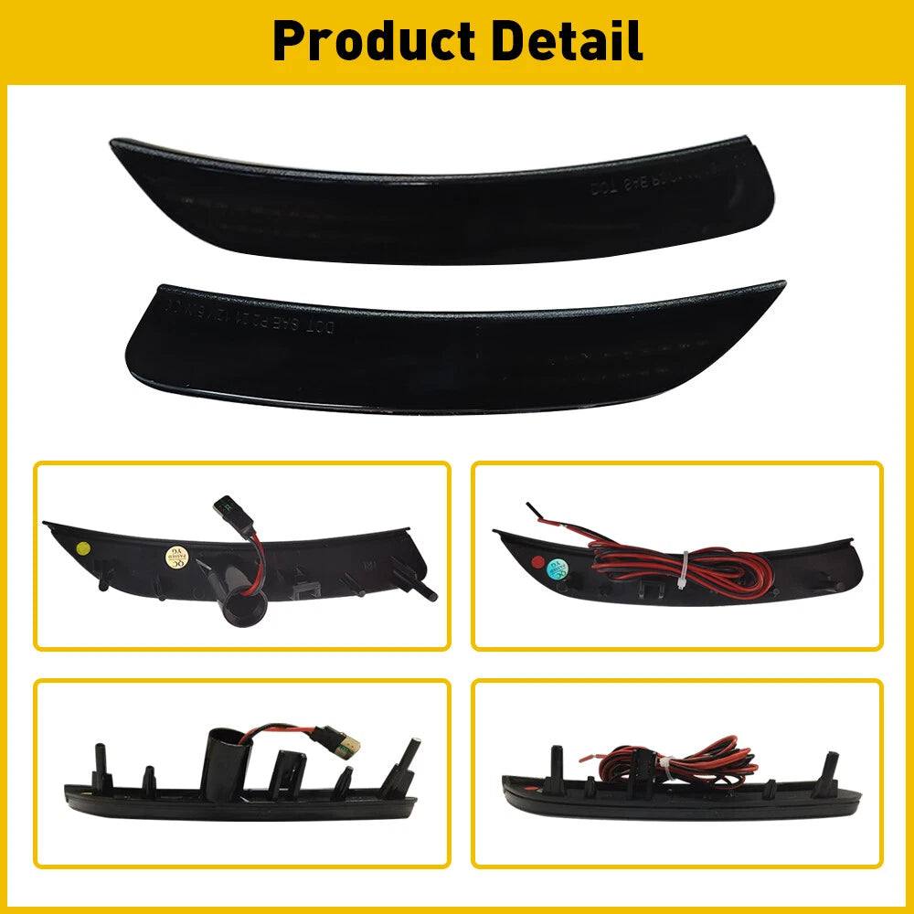 For 2015-2017 Chrysler 200 Front LED Rear Bumper Side Marker Lights Smoked 4PCS 6B93BC-57