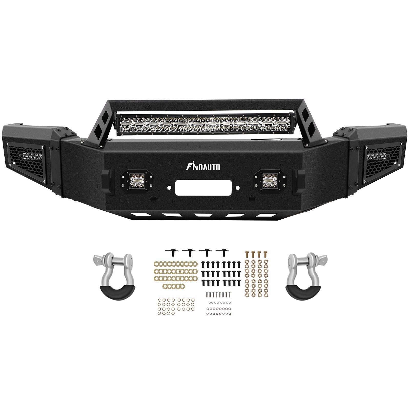 ECCPP Front Bumper w/ Winch Plate & LED Lights D-ring For 2018-2020 Ford F-150 KOEEP