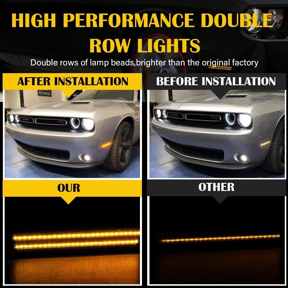 2x Smoked Lens Front Bumper LED Side Marker Light For 2008-2014 Dodge Challenger 6B93BC-57
