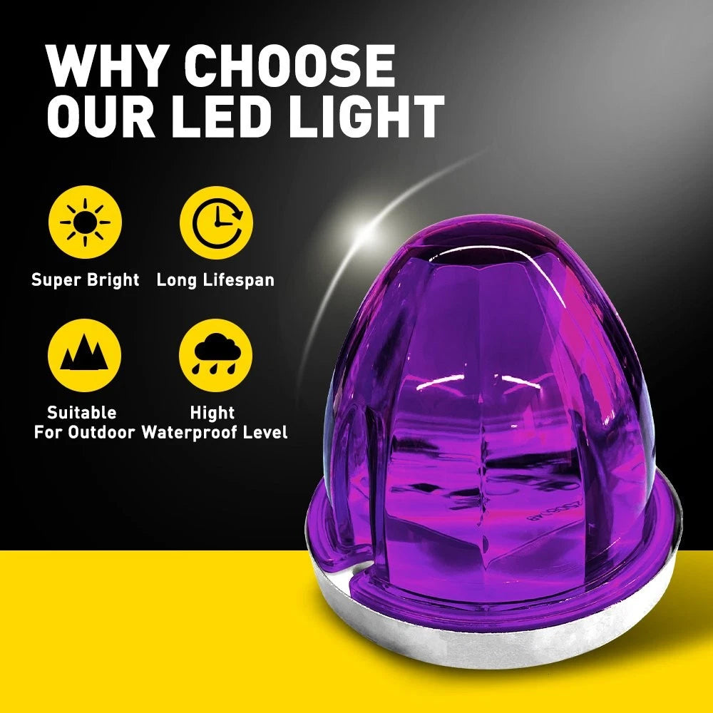 2x Purple LED Watermelon Marker Light Chrome Housings Waterproof Sealed 12-24V A 6B93BC-57