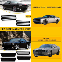 [SMOKED] White LED Side Marker Light For 15-22 Challenger Dodge Rear Bumper Lamp 6B93BC-57