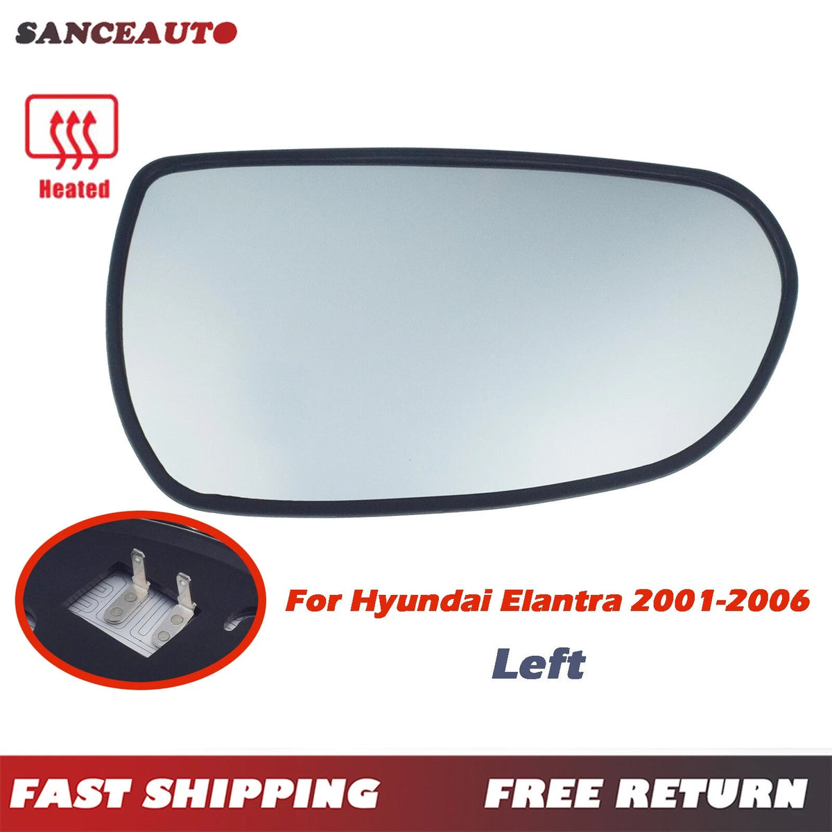 Left Side Rearview Mirror Glass for Hyundai Elantra 2001-2006 Kia Spectra 03-04 6B93BC-57