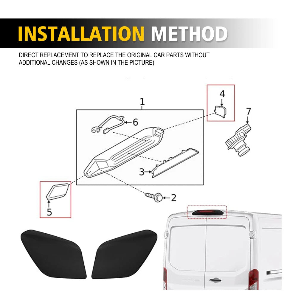 2x For Ford Transit 2018-2020 Rear Third Brake Light Lamp Trim Cover Left+Right 6B93BC-57