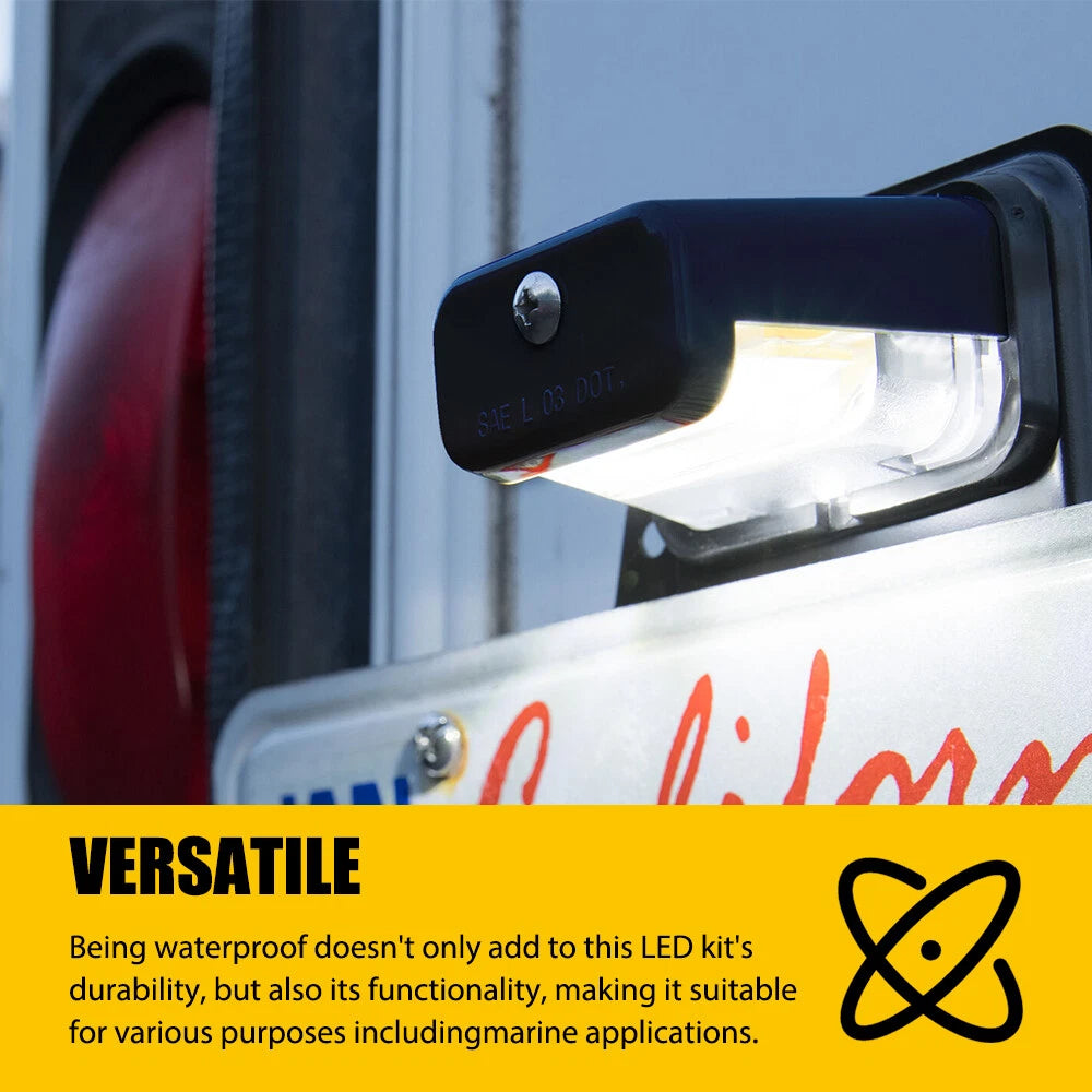 Trailer LED License Plate Light Mount Bracket Universal 12V 24V For RV Boat Tag 6B93BC-57