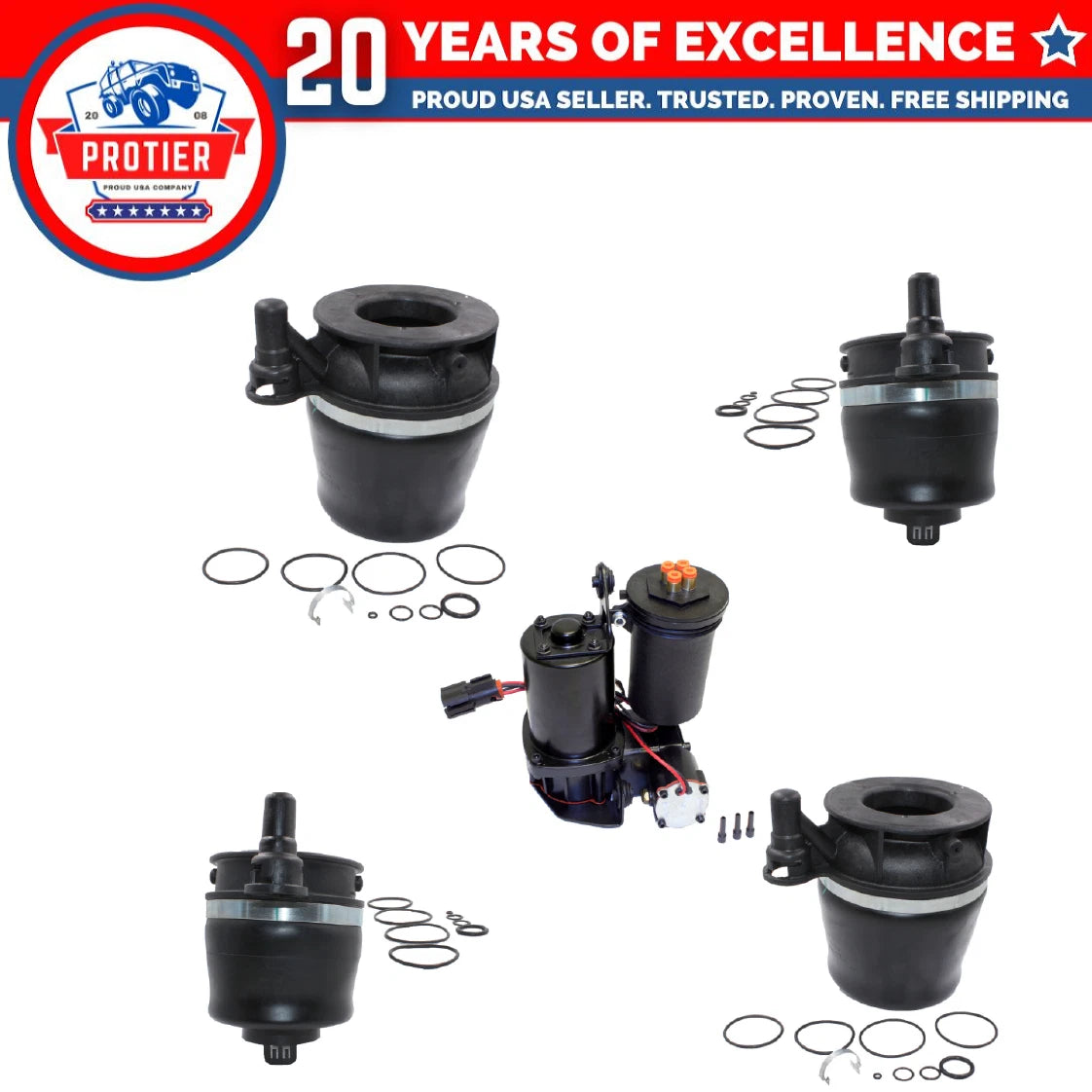 Front & Rear Air suspension Spring & Compressor 5PCS for Expedition Navigator 6B93BC-57