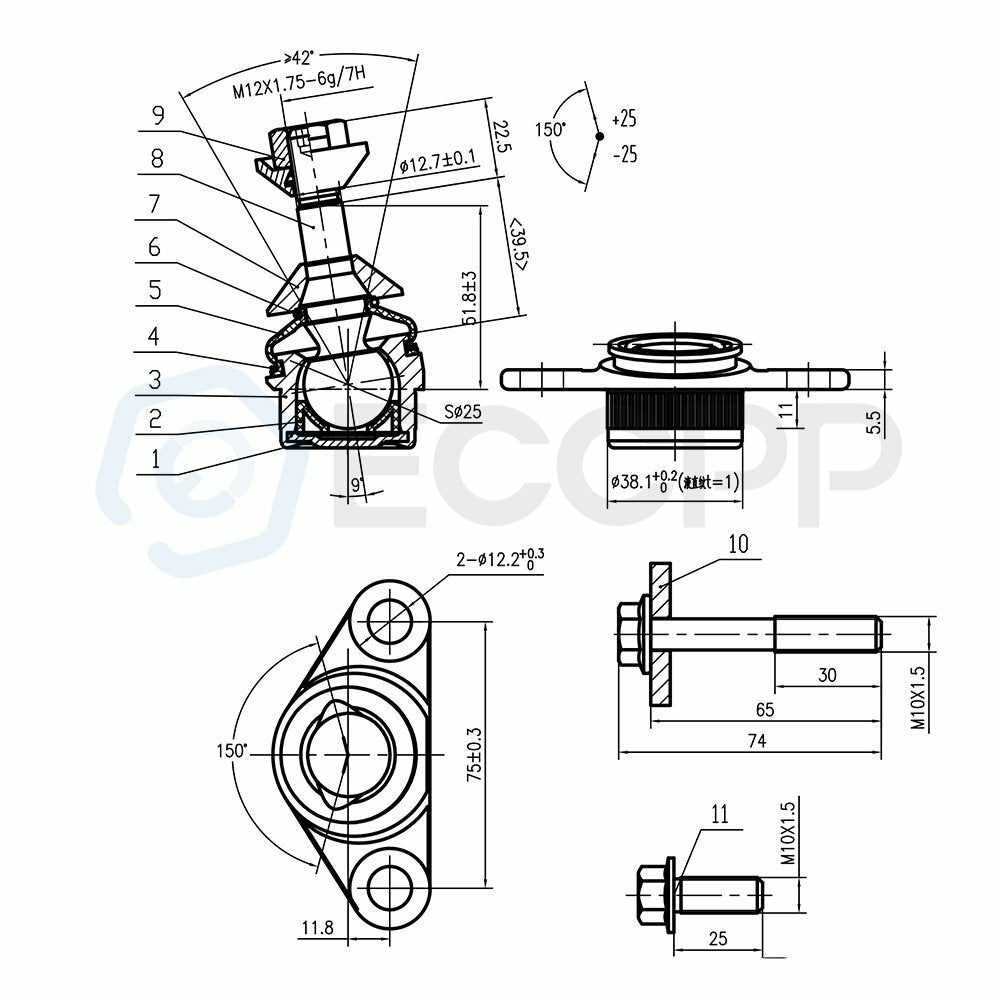 ECCPP 10pcs Complete Front Suspension Control Arm Kit For Volvo S60 V70 01-07 ECCPP