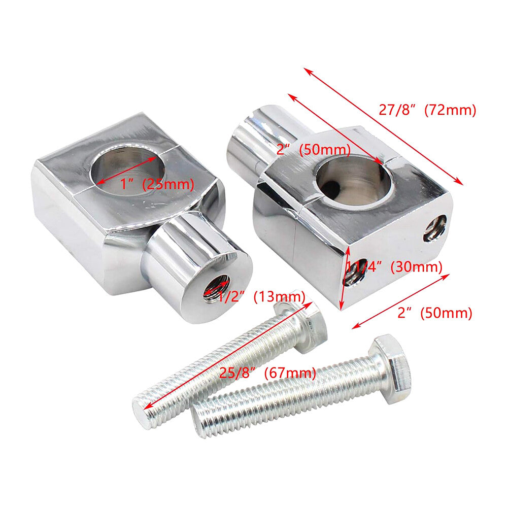 1'' 25mm Handlebar Mount Clamp Risers For Harley Dyna Softail Touring Sportster