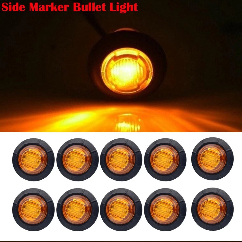 10X 3/4" Round LED Side Marker Bullet Light For Truck Trailer Amber 12V EOA 6B93BC-57