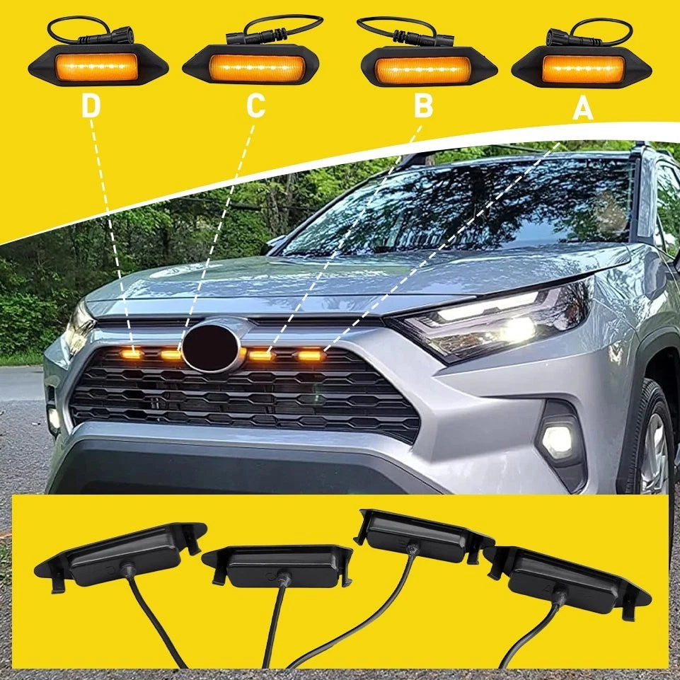 4X For Toyota RAV4 2019-24 LE SE XLE XSE Limited LED Bumper Grill Light Amber EA 6B93BC-57