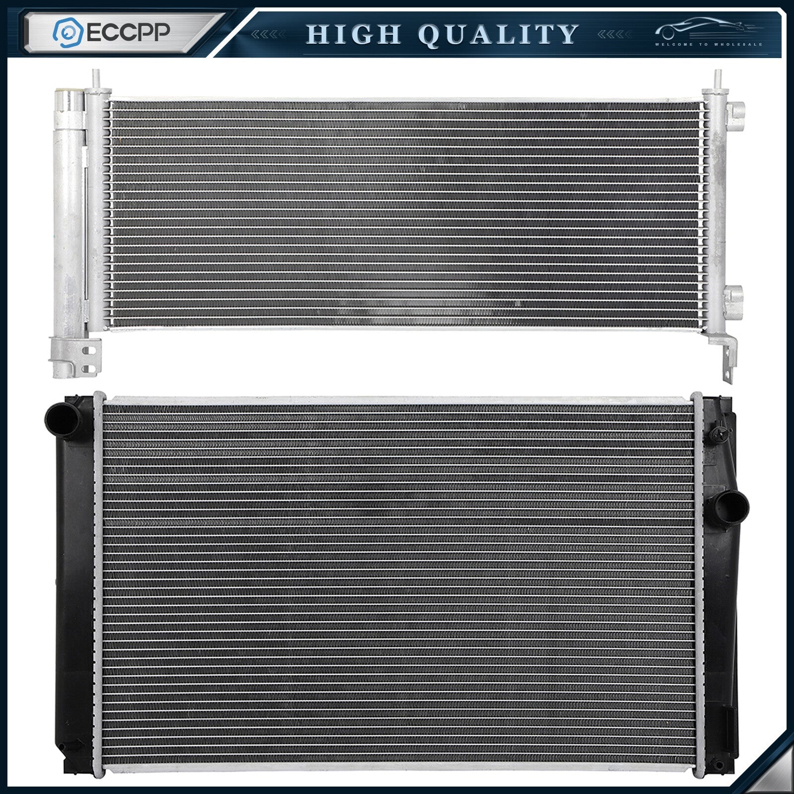 Aluminum Radiator & AC Condenser Cooling Kit For 2016 2017 2018 Toyota RAV4 6B93BC-57