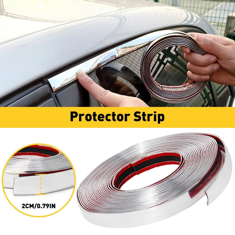 3/4'' Chrome Molding Trim Strip Car Door Window Bumper Side Trime Protector 16FT 6B93BC-57